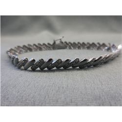 Sterling Silver Bracelet set with Genuine Diamond