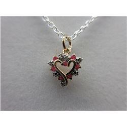 Ruby & Diamond Studded Heart Necklace