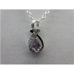Pear Cut Amethyst Pendant set with Diamond