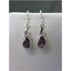New Pear Cut Amethyst French Hook Earrings