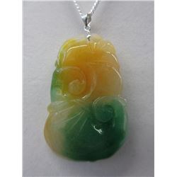 Sterling silver Multi-coloured Carved Jade Pendant