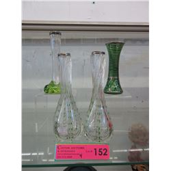 4 Vintage Bud Vases with Sterling Silver Rims