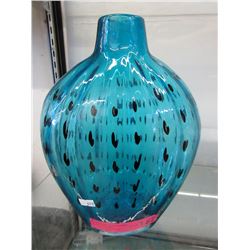Blue art glass vase
