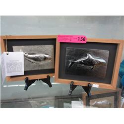 Pair of Framed "David Mon Petit" glass sculptures