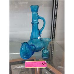 1970's Blue glass - 3 pieces