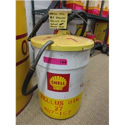 Vintage - 5 Gallon Shell Oil drum with manual pump