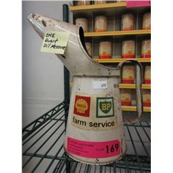 Vintage - 1 Quart Shell Oil measuring can