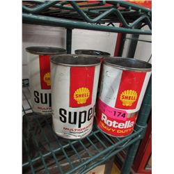 4 Vintage Shell oil cans