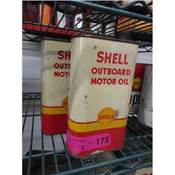 2 Vintage Shell outboard motor oil cans