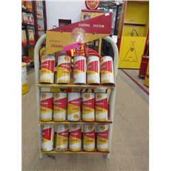 Vintage Shell product display shelf & contents
