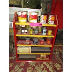 Vintage - Wood display shelf & contents