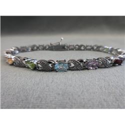 New Multi-Gemstone & Diamond Tennis Bracelet