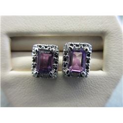 New Diamond & Amethyst Sterling Silver Earrings
