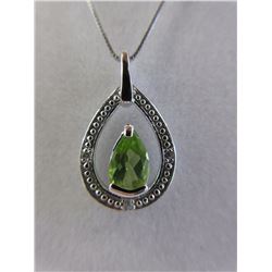 Peridot & Diamond-set Pendant & Necklace - Brand New