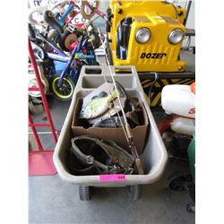Rolling garden cart & contents
