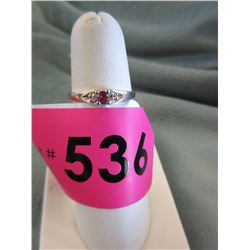 Estate-10 KT Yellow Gold Garnet & Diamond Ring