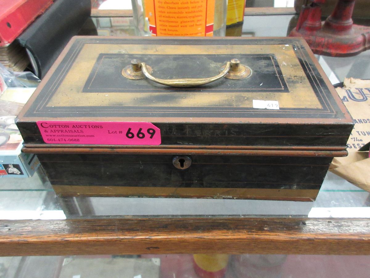 Vintage tin money box