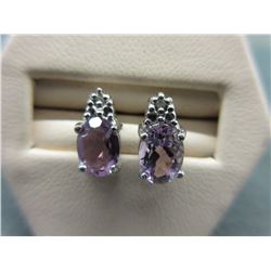 New Oval Cut Amethyst & Diamond Earrings