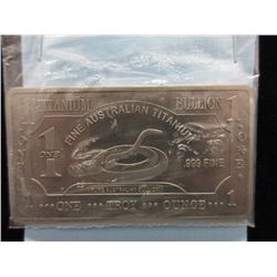 .999 Fine Titanium Bullion Investors Bar - 1 oz.