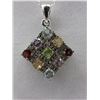 Image 1 : Sterling Silver Multi-gemstone & Diamond Necklace