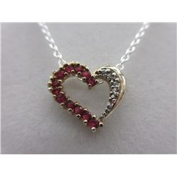 Diamond & Ruby Slide Pendant & Chain