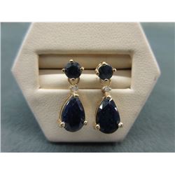 New Black Sapphire & Diamond Dangle Earrings