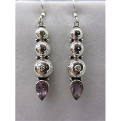 New French Hook Pear Cut Amethyst Earrings