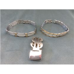 2 Stainless Steel Bracelets - 2-Tone