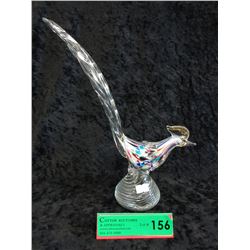 Vintage art glass pheasant statuette