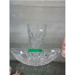 Pinwheel Crystal Vase & Dish