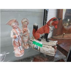 Victorian bisque figures & ceramic whisky decanter