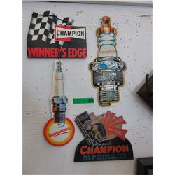 4 Champion Spark plug signs