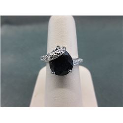 Teardrop-Shape Blue Sapphire & Diamond Ring