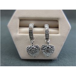 New Diamond-Set Heart Motif Drop Earrings