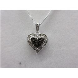 Black Diamond-set Heart Motif Necklace set
