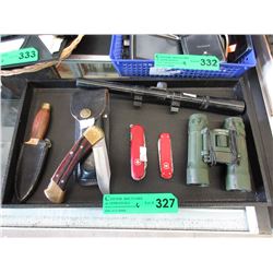 Sight, Binoculars & knives - used
