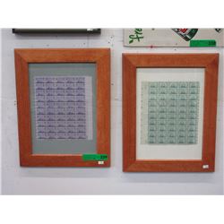 2 Sheets of Vintage US stamps - framed