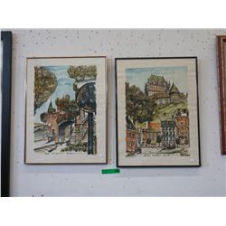 2 x 1974 Watercolours of Quebec