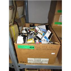 Box of assorted ink printer cartridges.