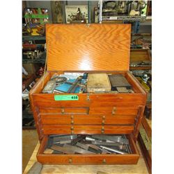 Vintage - Wood machinist chest & contents