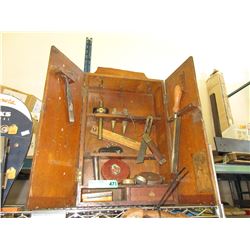 Vintage - Wood tool cabinet & contents