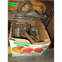 Box of vintage tools & more