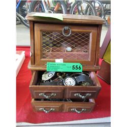 Wood Jewelry Box & Contents