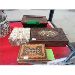 4 Wood Boxes - used
