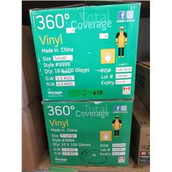 2 Cases of new vinyl gloves