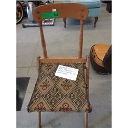 Antique - Maple Tapestry Seat Folding Deck Chair