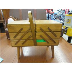 Accordion sewing basket & contents - used