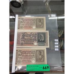 3 WWII Bank Notes