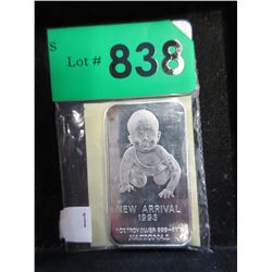 1 Troy Ounce .999 Fine Silver Bar