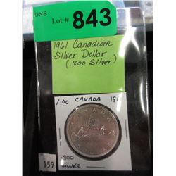 1961 Canadian Silver Dollar Coin